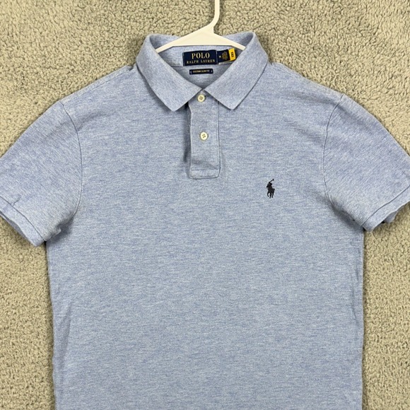 Polo Ralph Lauren Shirt Polo Mens Medium Light Blue Rugby Custom Slim Fit Pony